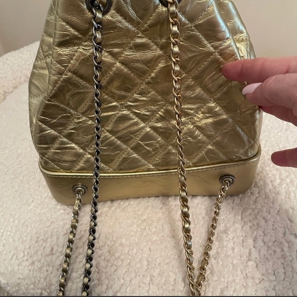 Chanel Metallic Gold Leather Small Gabrielle Backpack - Picture 3 of 11